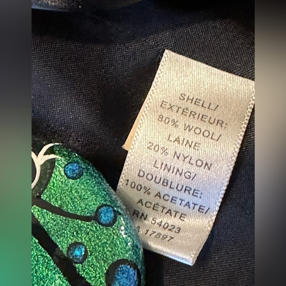 Banana Republic Wool Peacoat Black Jacket Vintage 2004 Y2k Silver Buttons Small - Picture 10 of 16